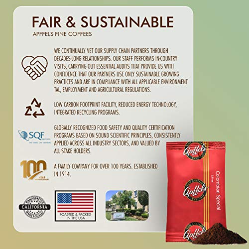 Apffels Colombian Ground Coffee - Medium Roast, Box Of 18 Packet