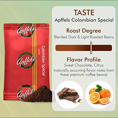 Apffels Colombian Ground Coffee - Medium Roast, Box Of 18 Packet