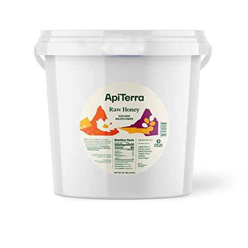 Apiterra - Raw Golden Wildflower Honey, Pure & Unfiltered, 22 lbs