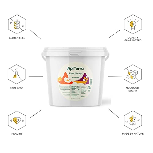 Apiterra - Raw Honey Bulk 16 Lbs Bucket Unfiltered Unpasteurized