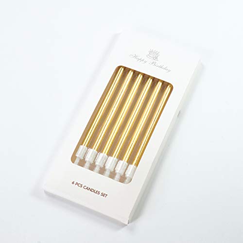 Aplusplanet 24 Count Champagne Gold Birthday Cake Candles, Metal