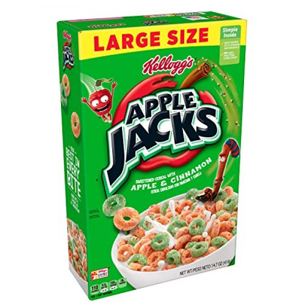 Kelloggs Apple Jacks, Breakfast Cereal, Original, Low Fat, 14.7