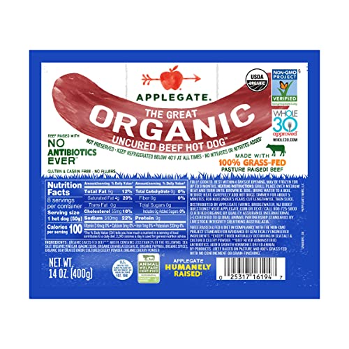 Applegate Farms Organic Uncured Beef Hot Dogs, 14 OZ