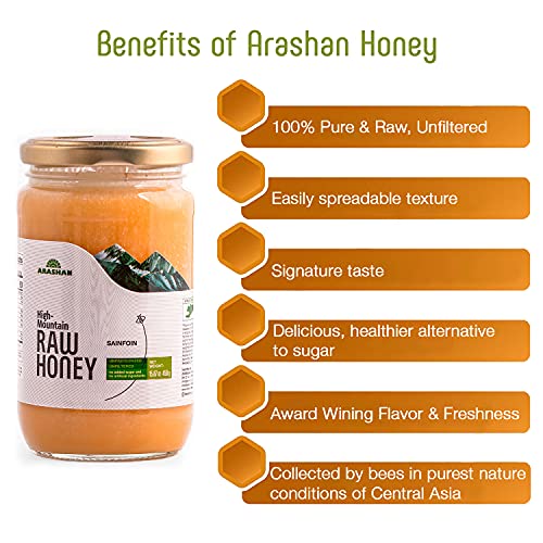 Arashan Sainfoin Floral Honey - Raw Unfiltered Honey, 15.87 Oz