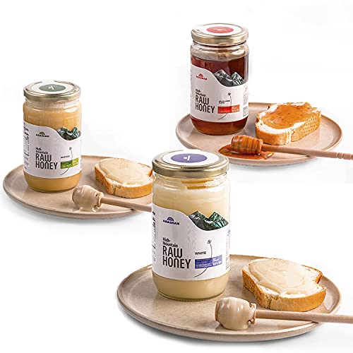 Worlds Finest 100% Pure Raw Unfiltered Honey 3-Pack Variety In