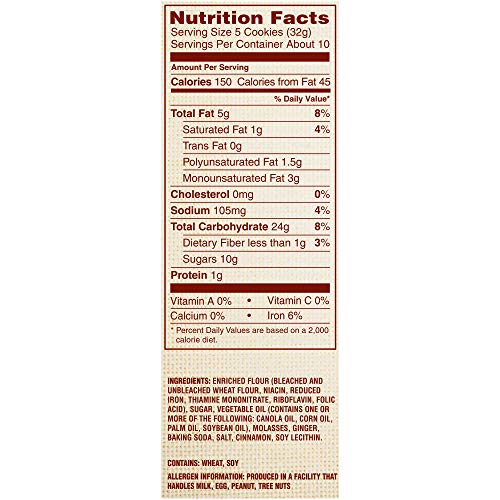 Archway Cookies Gingersnap - Bag Cookies 12 Oz. 6 Per Case