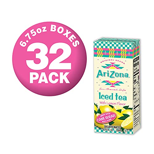 AriZona Decaffeinated Lemon Tea, 6.75 fl oz Tetra Box Pack of 32