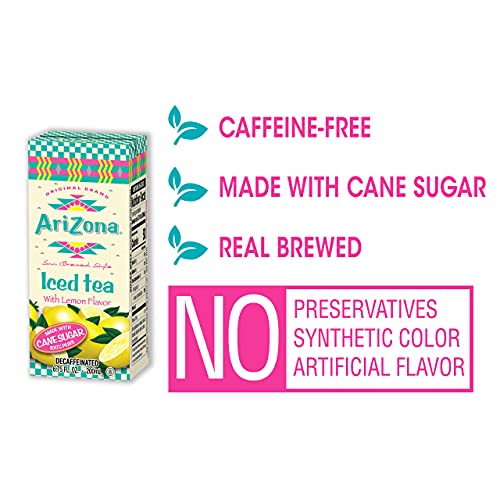 AriZona Decaffeinated Lemon Tea, 6.75 fl oz Tetra Box Pack of 32