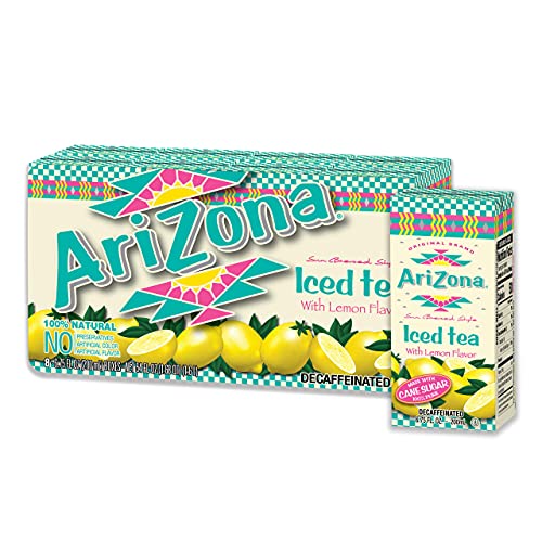 AriZona Decaffeinated Lemon Tea, 6.75 fl oz Tetra Box Pack of 32