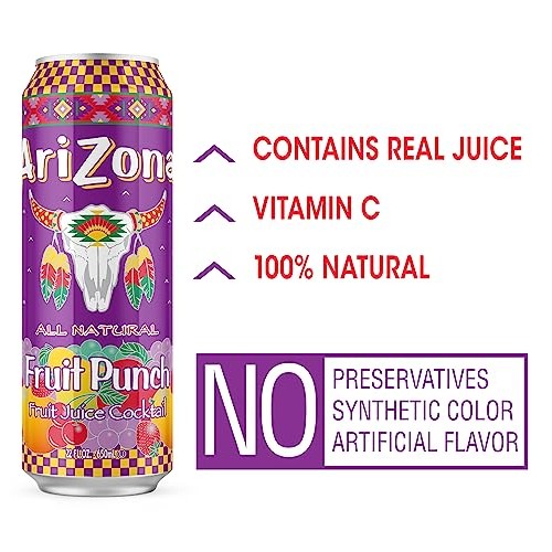 AriZona Fruit Punch - Big Can, 22 Fl Oz Pack of 24