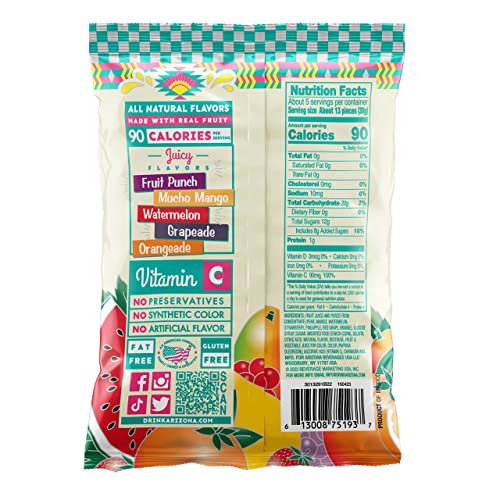 Arizona Real Fruit Gummy Snacks, Fruit Chews, 5-Ounce Bags Pack