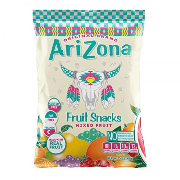 Arizona Real Fruit Gummy Snacks, Fruit Chews, 5-Ounce Bags Pack...