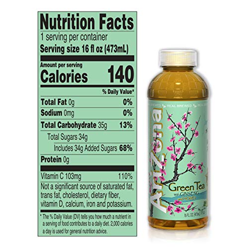 Arizona Green Tea with Ginseng and Honey, 16 Fl Oz Pack of 12