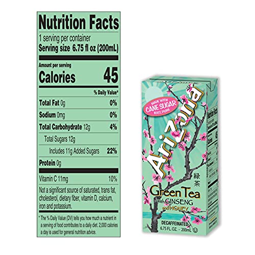 AriZona Green Tea with Ginseng and Honey, 6.75 fl oz Tetra Box ...