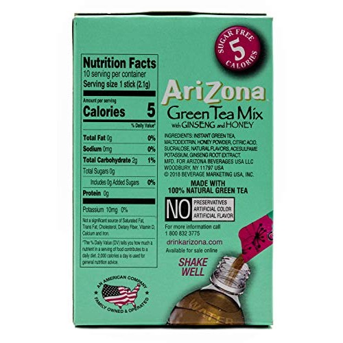 Arizona Green Tea With Ginseng Iced Tea Stix Sugar-Free, Low Cal