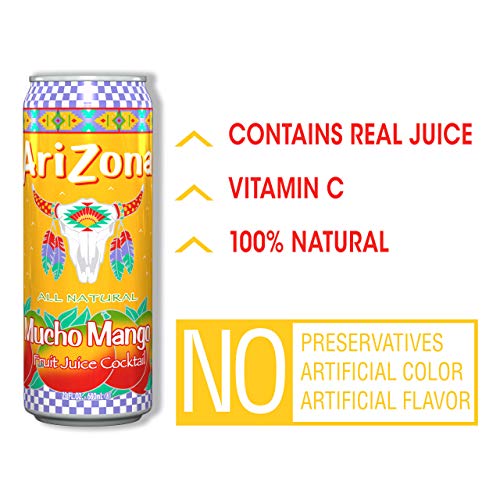 Arizona Mucho Mango Drink Big Can, 23 Fl Oz Pack of 12