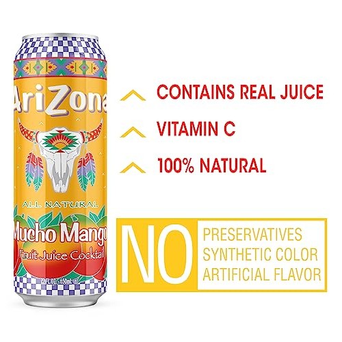 AriZona Mucho Mango Juice Cocktail - Big Can, 22 Fl Oz Pack of 24