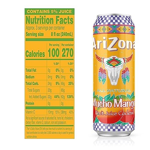 AriZona Mucho Mango Juice Cocktail - Big Can, 22 Fl Oz Pack of 24