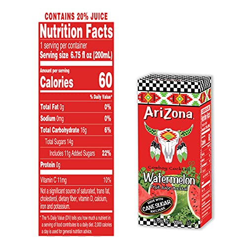 AriZona Watermelon Drink, 6.75 fl oz Tetra Box Pack of 32