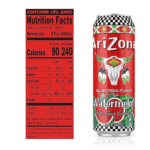 AriZona Watermelon Juice Cocktail - Big Can, 22 Fl Oz Pack of 24