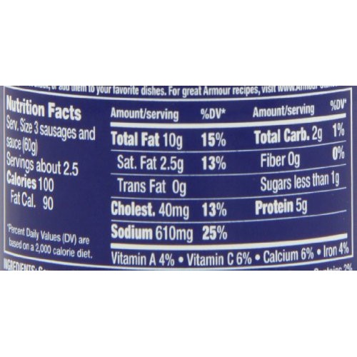 Armour Hot & Spicy Vienna Sausage, 4.75 Ounce Cans Pack of 24