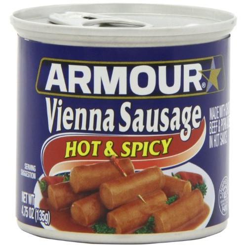 Armour Hot & Spicy Vienna Sausage, 4.75 Ounce Cans Pack of 24