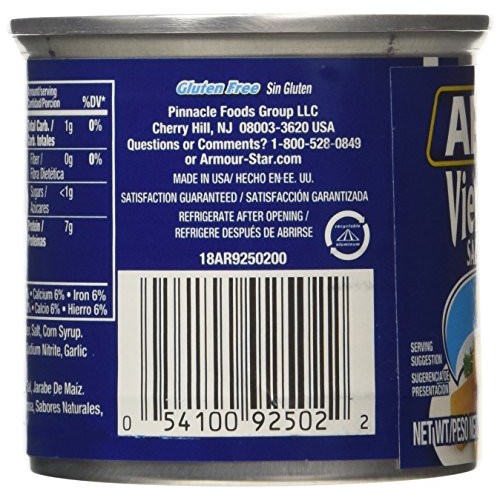 Armour Vienna Original Sausage, Six 4.75oz. Cans