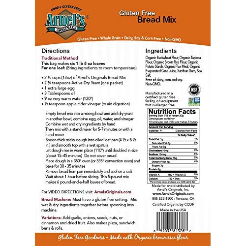 Buckwheat Bread Mix Gluten Free, Organic, Verified Non-Gmo, Kosh