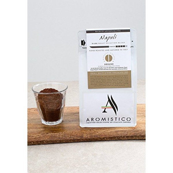 Aromistico | Italian Dark Roast Ground Gourmet Coffee Blend, Ric...