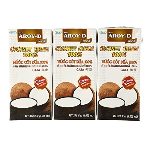 Aroy-D 100% Pure Coconut Cream, 33.8 Oz 3-Pack