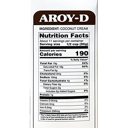 Aroy-D Pure Coconut Cream In Bpa-Free Carton With Easy Cap, 33.8