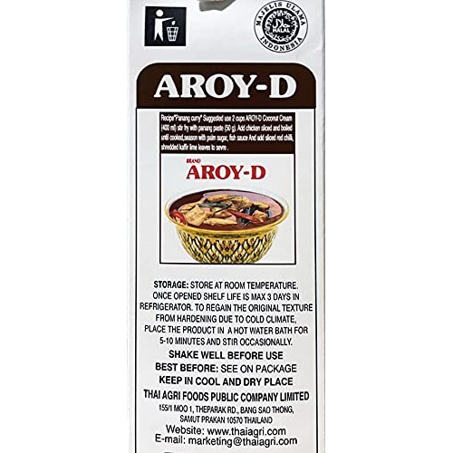 Aroy-D Pure Coconut Cream In Bpa-Free Carton With Easy Cap, 33.8
