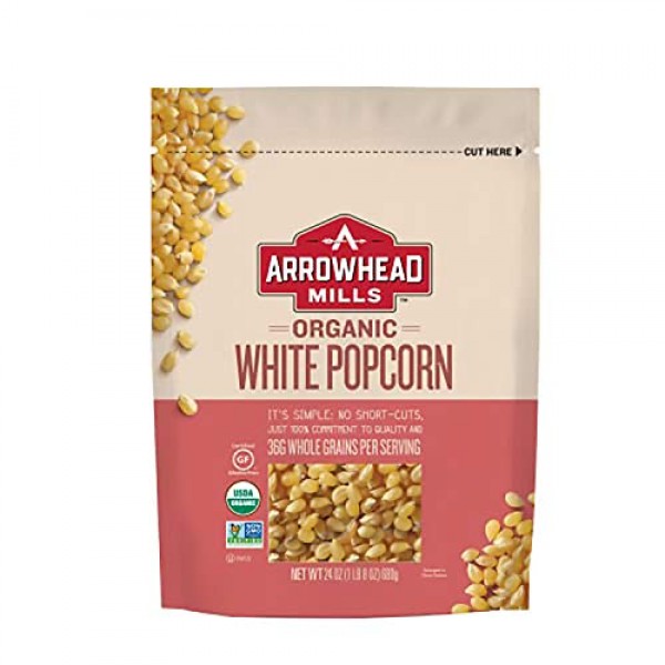 Arrowhead Mills Organic White Popcorn, 24 oz. Bag Pack of 6