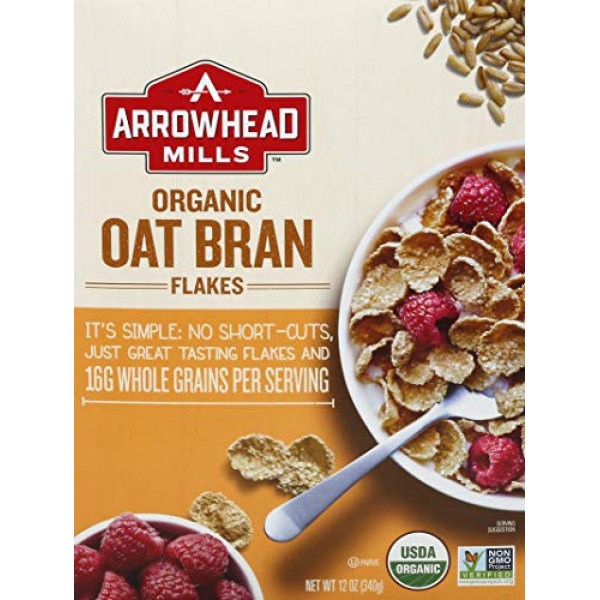 Arrowhead Mills Organic Cereal, Oat Bran Flakes, 12 oz. Box