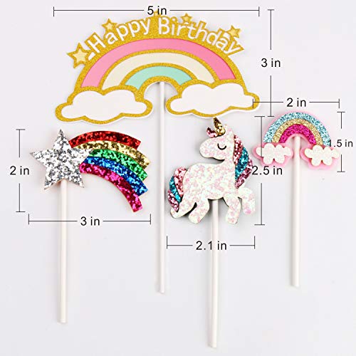 Artczlay Happy Birthday Cake Topper Rainbow Unicorn Color Super