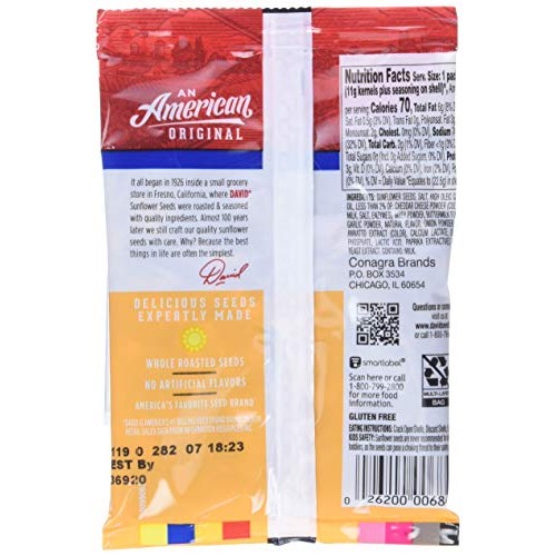David Seed Sunflower Seeds, Nacho Cheese, 0.8 Ounce, 36 Count