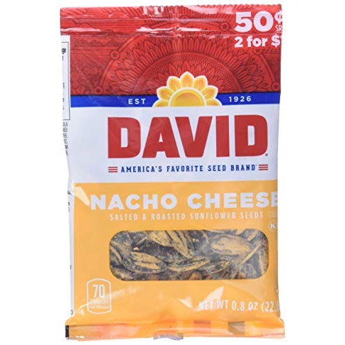 David Seed Sunflower Seeds, Nacho Cheese, 0.8 Ounce, 36 Count