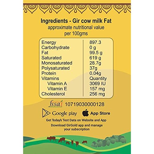 Girgold - Premium A2 Gir Cow Ghee 16 Oz, Clarified Butter From A