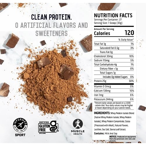 Ascent 100% Whey Protein Powder - Post Workout Whey Protein Isol...