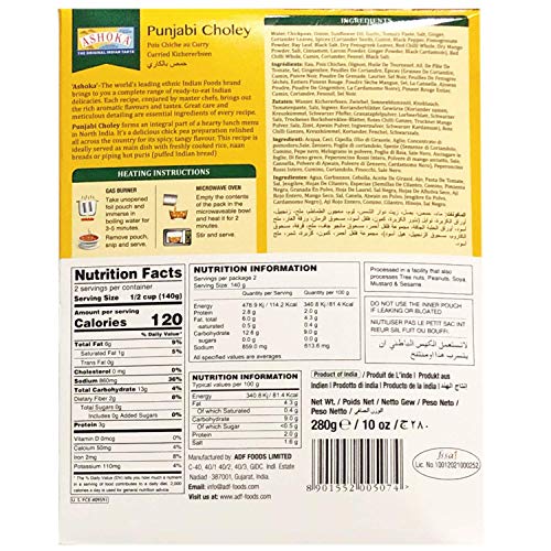 Ashoka Microwaveable Ready To Eat Meals - Punjabi Choley Curried