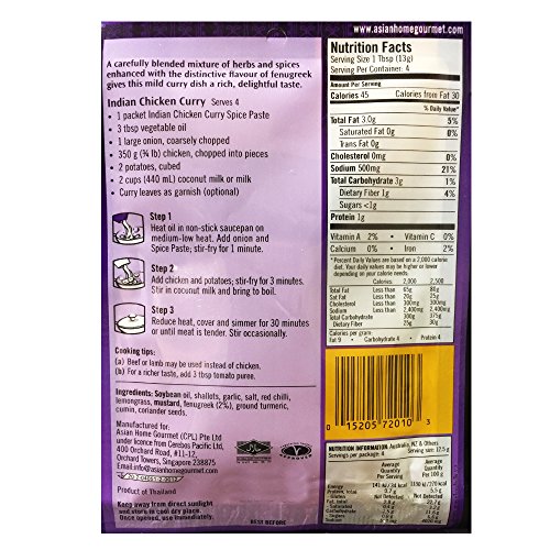 Asian Home Gourmet Indian Chicken Curry Spice Paste, 1.75Oz. Pa