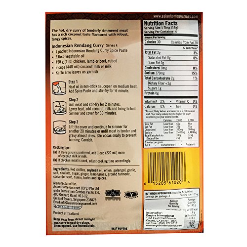 Asian Home Gourmet Spice Paste for: Indonesian Rendang Curry Gu...