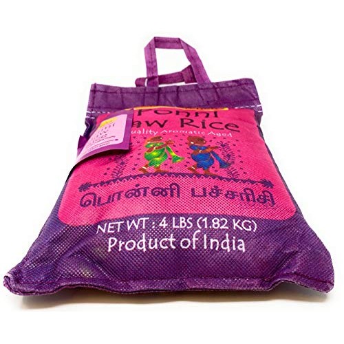 Asian Kitchen Ponni Raw Rice 4Lbs Pound Bag 1.81Kg Short Grain