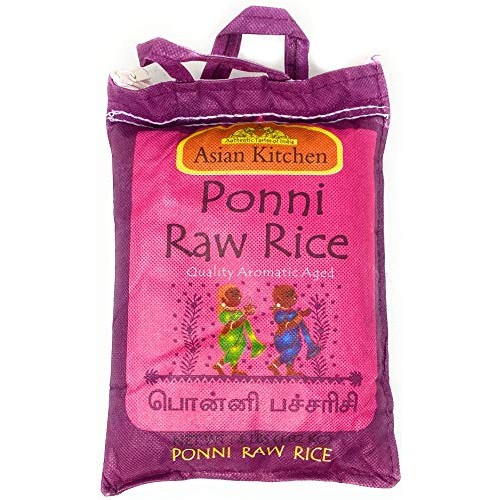 Asian Kitchen Ponni Raw Rice 4Lbs Pound Bag 1.81Kg Short Grain