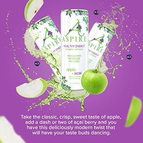 Aspire Healthy Energy Drink – Apple Acai, 12 Pack – Zero Sugar,