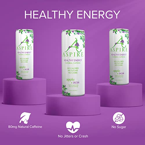 Aspire Healthy Energy Drink – Apple Acai, 12 Pack – Zero Sugar,