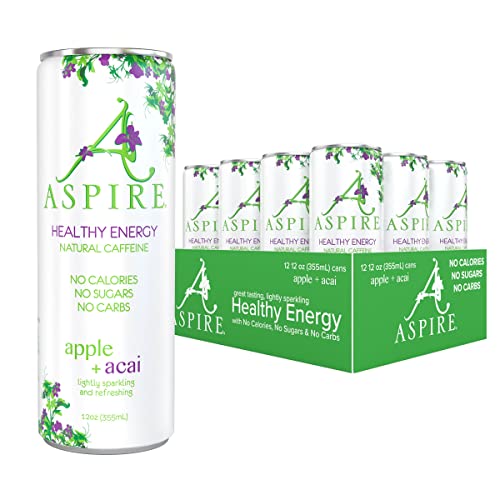 Aspire Healthy Energy Drink – Apple Acai, 12 Pack – Zero Sugar,