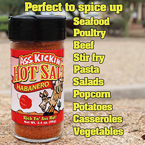 Ass Kickin Habanero Hot Spicy Salt - 3.4Oz. Shaker Jar - Perfec