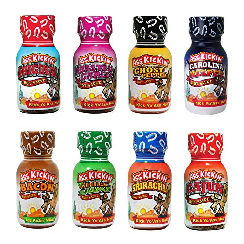 Ass Kickin Hot Sauce Mini Bottles Set Gift Set - 8 Pack