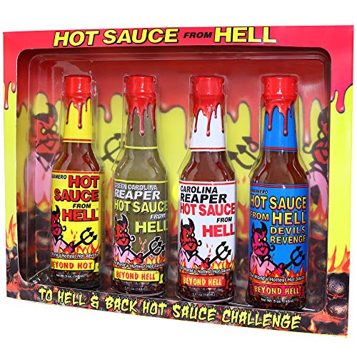 Hot Sauce Gift Set From Hell 4 Pack - 4 - 5 Ounce Bottles Gift S